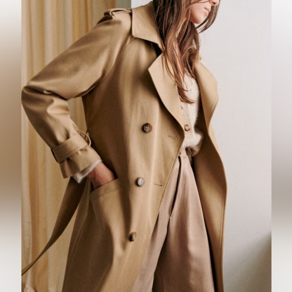 SEZANE Scott Trench Coat in Camel